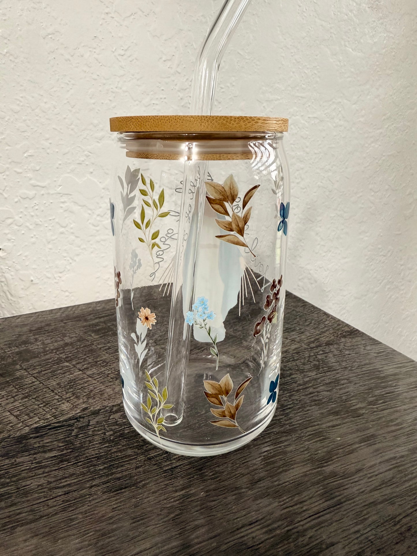 Hail Mary Full of Grace 16 oz Glass Can