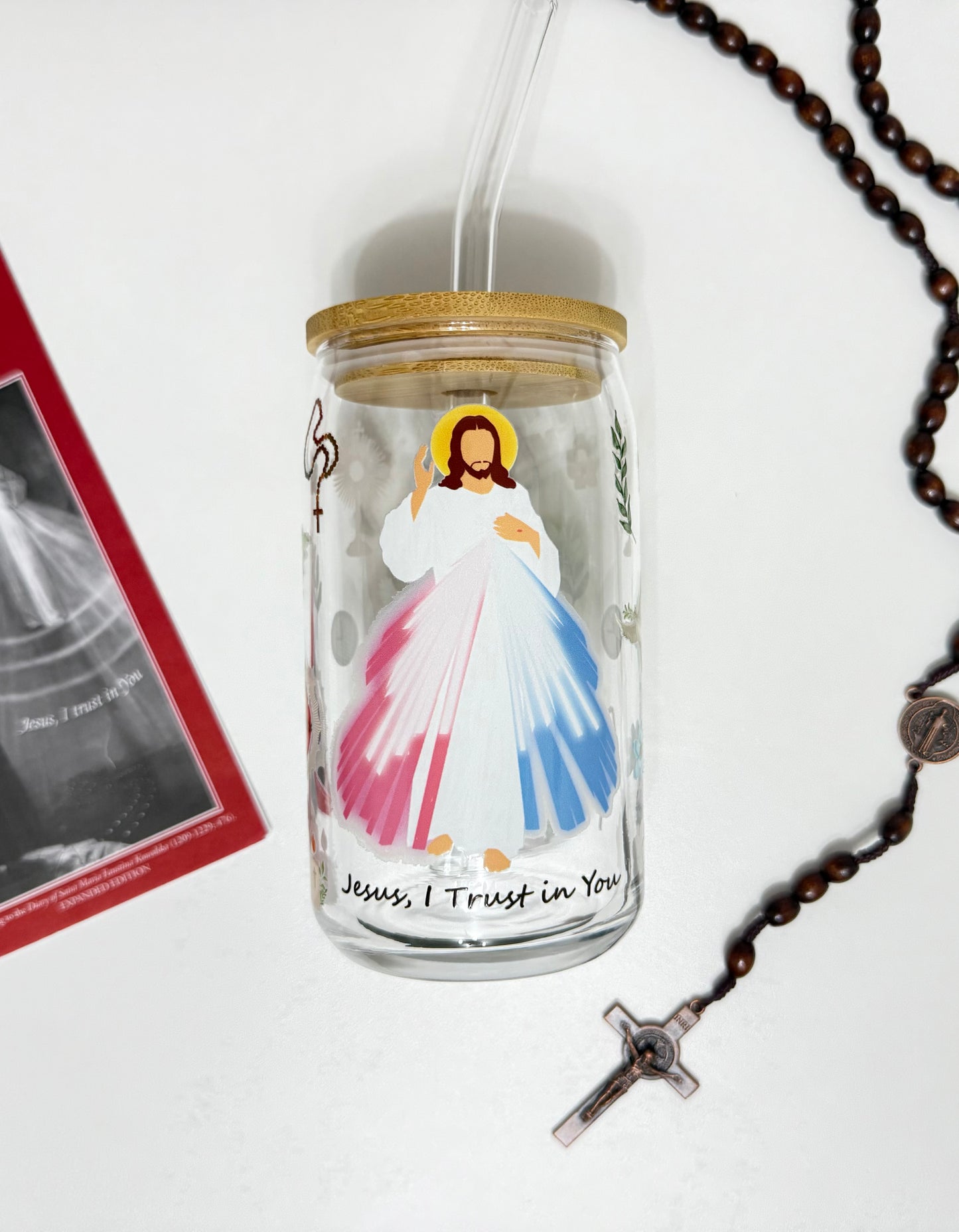 Devine Mercy 16 oz Glass Can