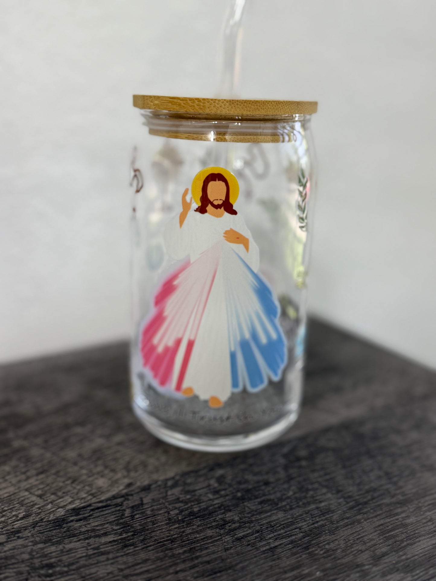 Devine Mercy 16 oz Glass Can