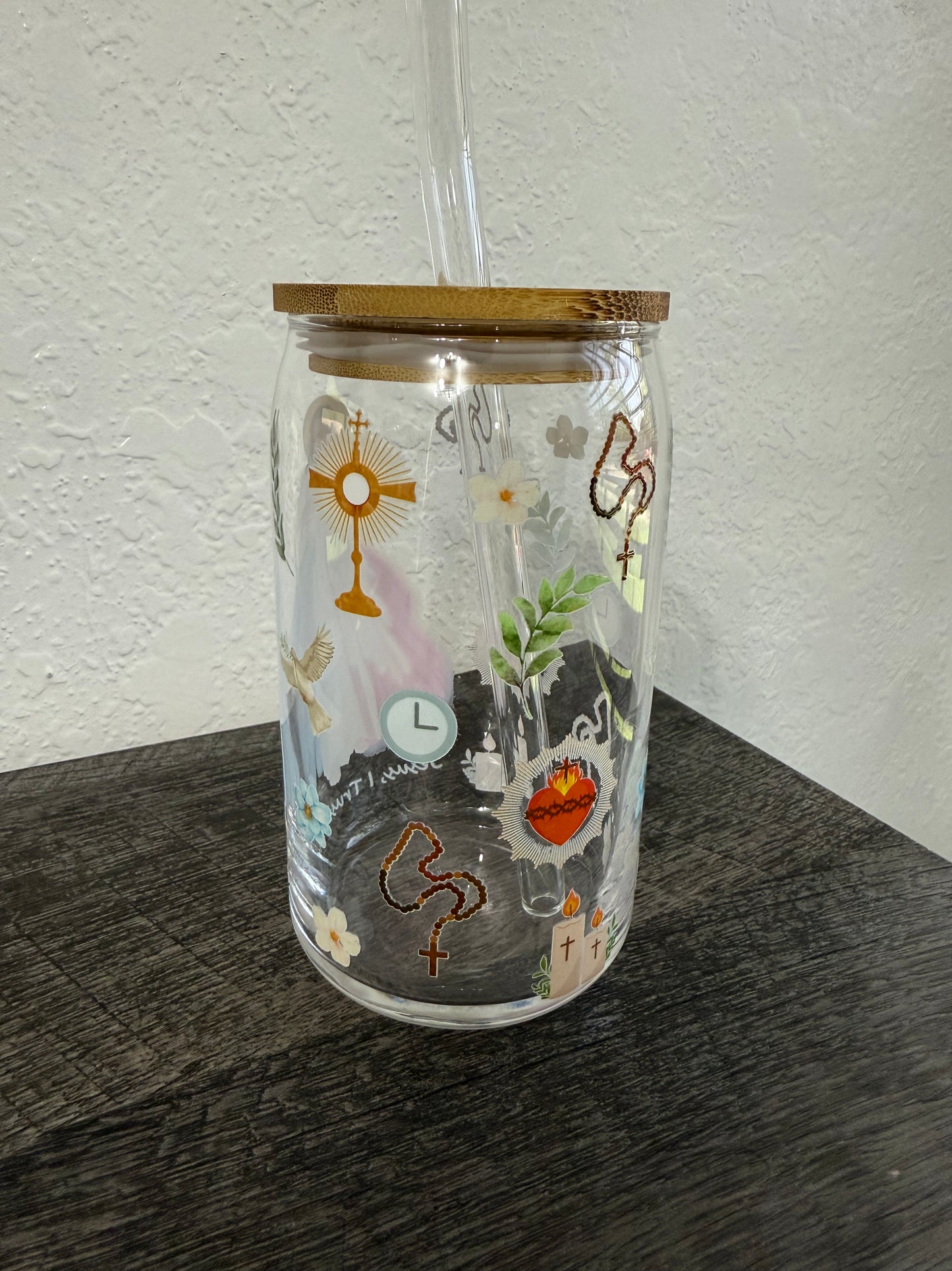 Devine Mercy 16 oz Glass Can